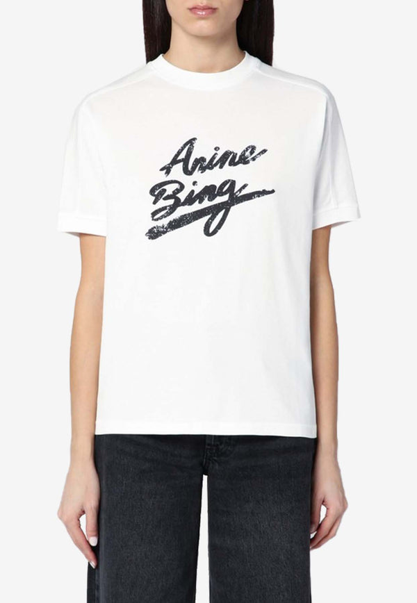 Anine Bing Jaylin Signature Logo T-shirt White A-08-10524CO/Q_ANINE-IVY1