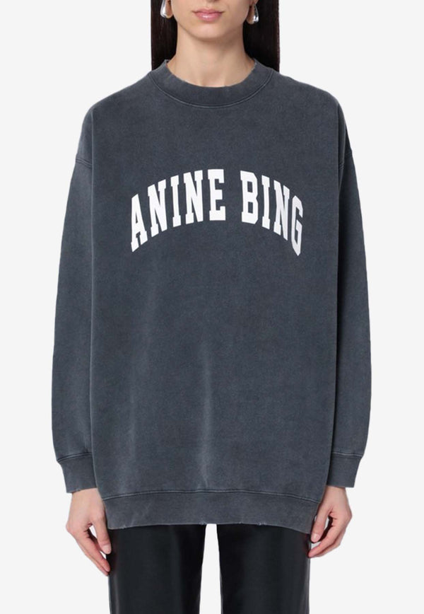 Anine Bing Tyler Washed Logo Sweatshirt Black A-08-5205CO/Q_ANINE-010