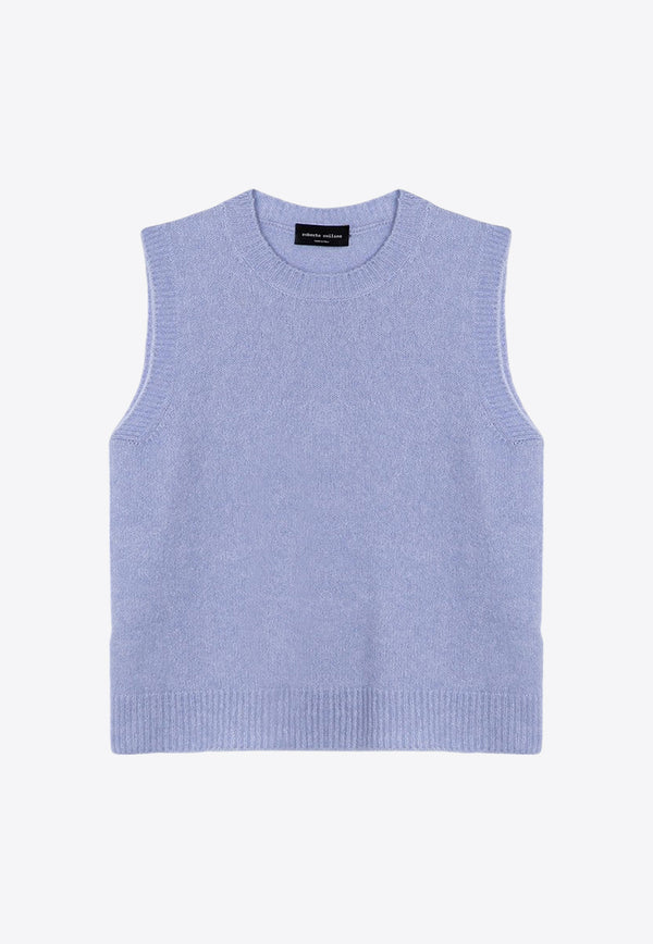 Roberto Collina Ribbed Cashmere-Blend Sweater Vest Light Blue A01014A01/P_ROBER-13