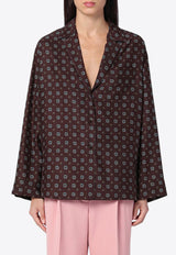 Moschino Silk Patterned Long-Sleeved Shirt  Brown A02055455/P_MOSCH-1102