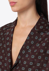 Moschino Silk Patterned Long-Sleeved Shirt  Brown A02055455/P_MOSCH-1102