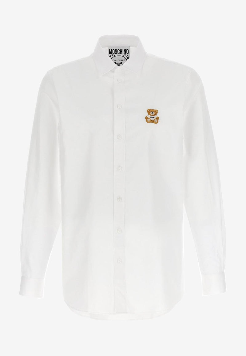 Moschino Teddy Logo Long-Sleeved Shirt White A0221 7035 1001