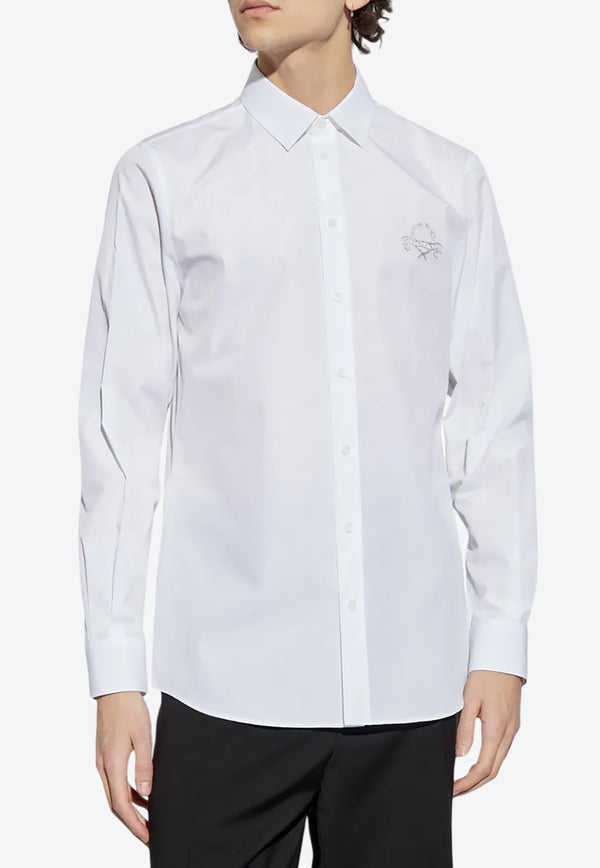 Moschino Logo Embroidered Buttoned Shirts White  A0225 0235 1001