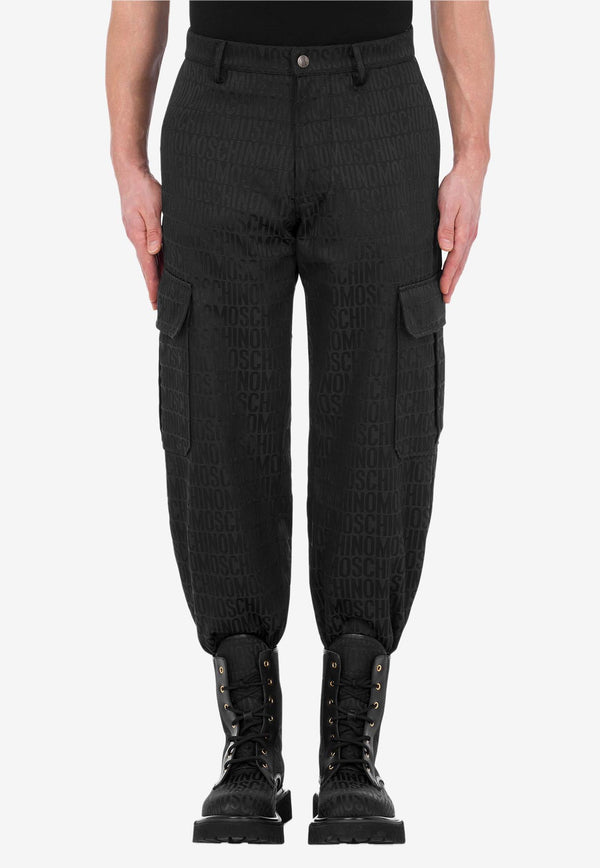 Moschino Logo Jacquard Nylon Cargo Pants Black A0309 7615 0555