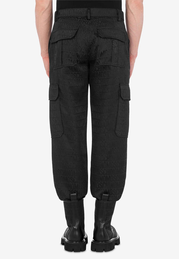 Moschino Logo Jacquard Nylon Cargo Pants Black A0309 7615 0555