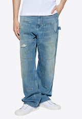 Moschino Distressed Baggy Jeans Blue A0328 0223 0281