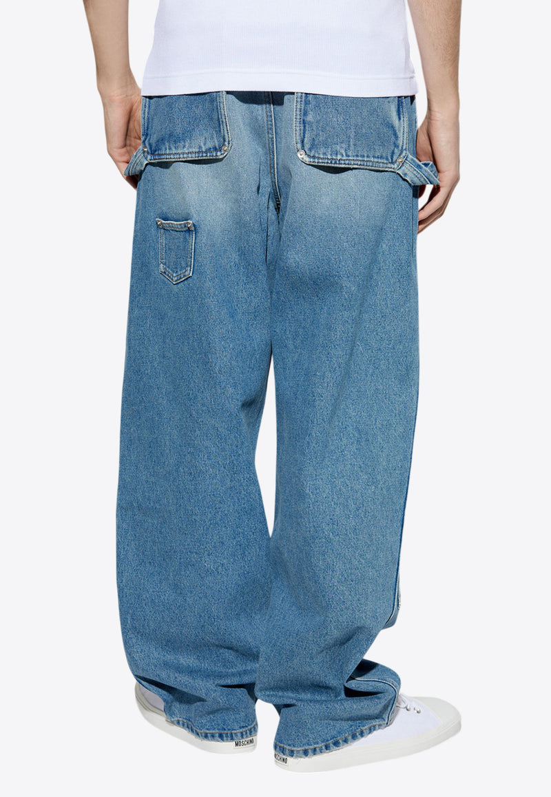 Moschino Distressed Baggy Jeans Blue A0328 0223 0281