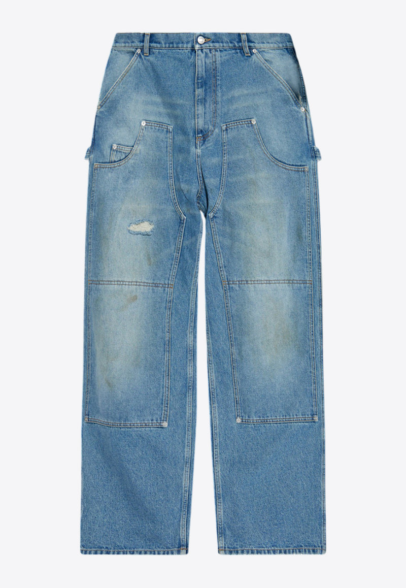 Moschino Distressed Baggy Jeans Blue A0328 0223 0281