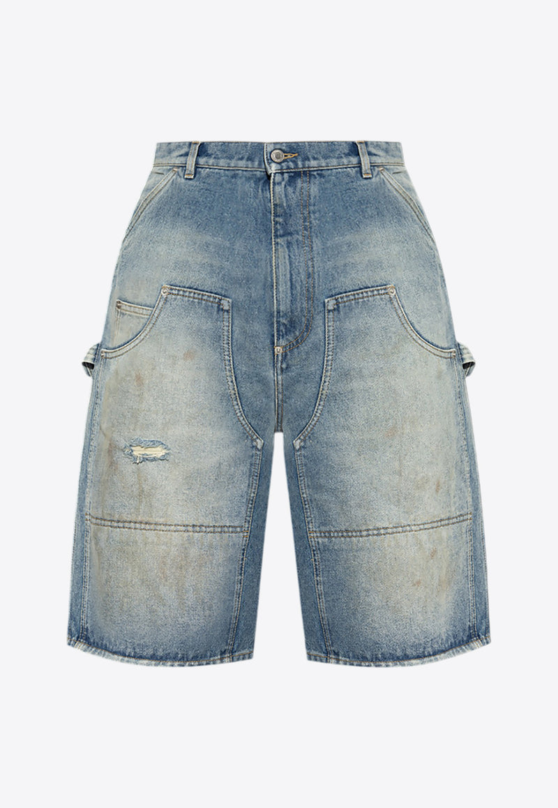 Moschino Distressed Denim Shorts Blue A0329 0223 0281