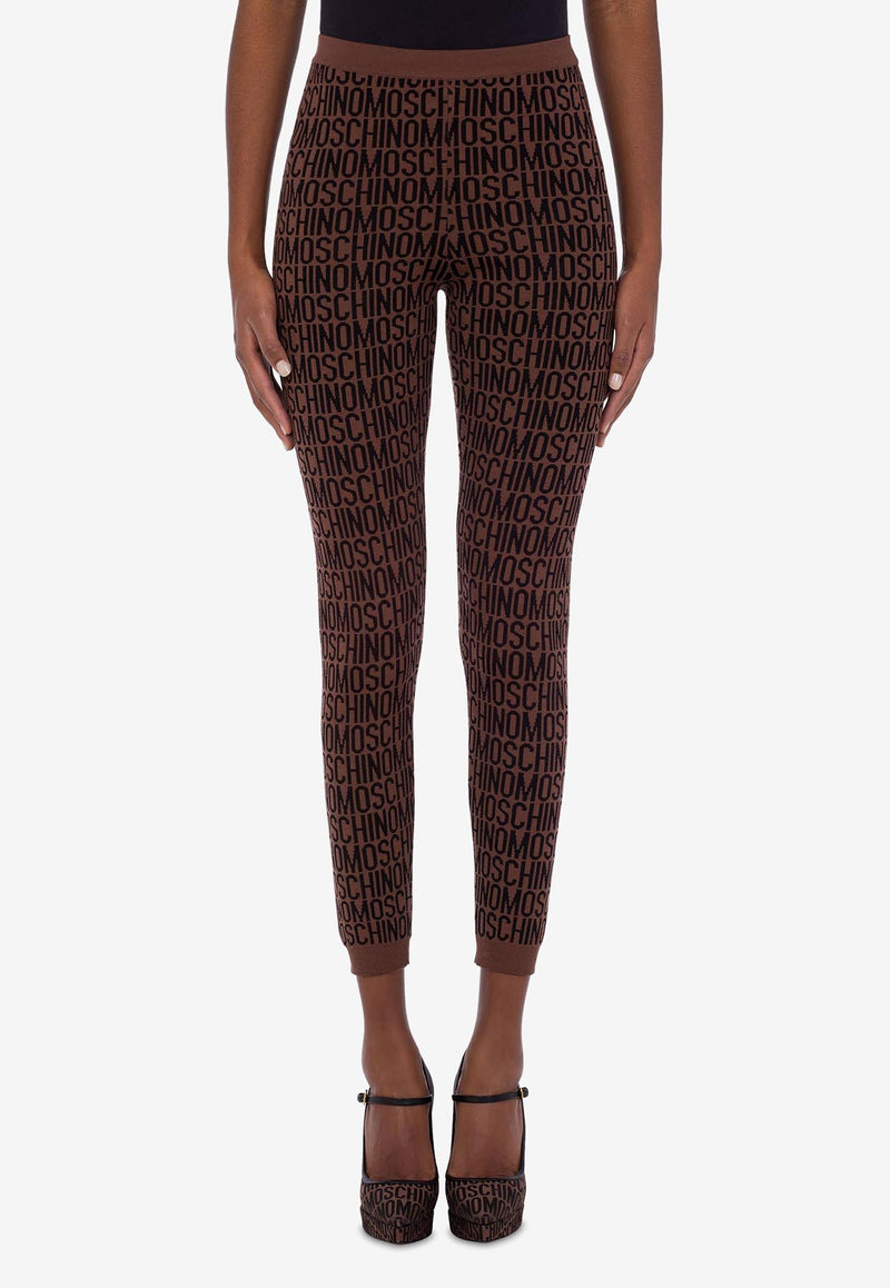 Moschino Logo Jacquard High-Waist Leggings Brown A0380 7700 1103