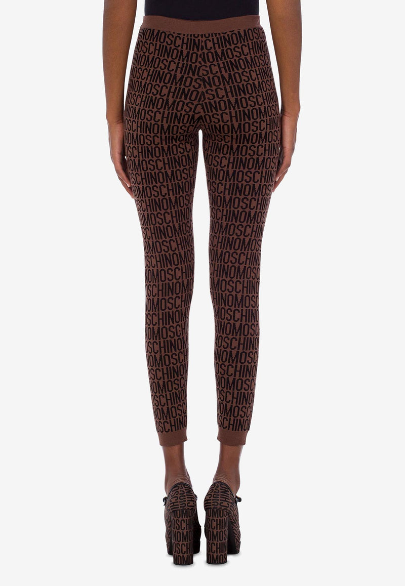 Moschino Logo Jacquard High-Waist Leggings Brown A0380 7700 1103