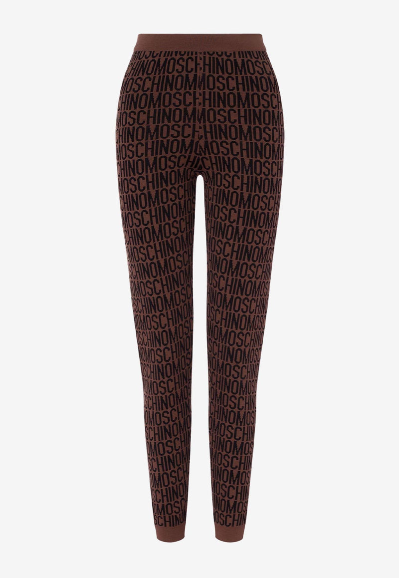 Moschino Logo Jacquard High-Waist Leggings Brown A0380 7700 1103