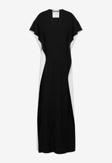 Moschino Envers Satin Maxi Dress A040455334555 4555 Black