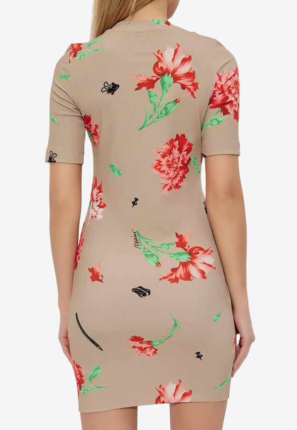 Moschino Floral Print Mini Dress Beige A0430 0545 1081