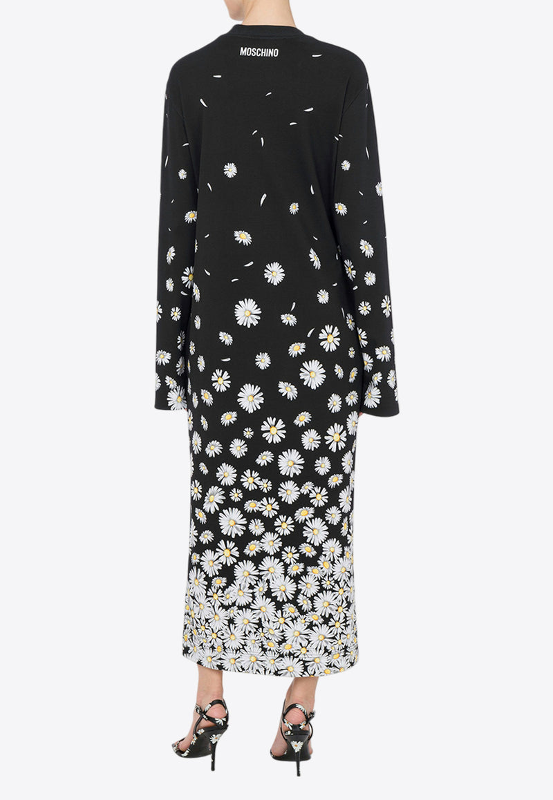 Moschino Daisy Degradé Print Midi Dress Black A0432 0542 4555