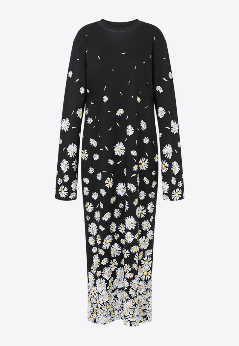 Moschino Daisy Degradé Print Midi Dress Black A0432 0542 4555