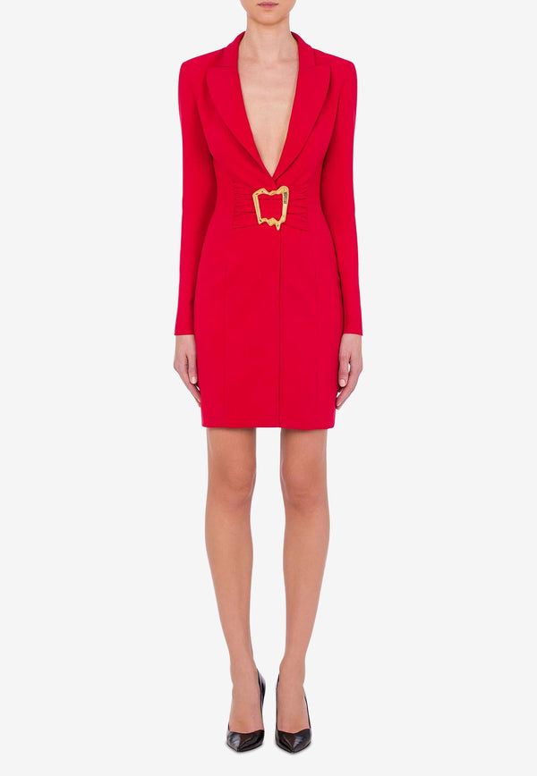 Moschino Tailored Crepe Mini Dress with Morphed Buckle Red A0449 5424 0116