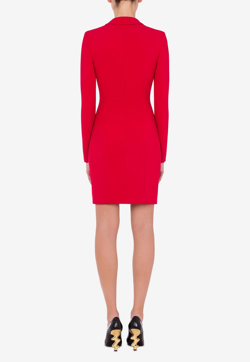 Moschino Tailored Crepe Mini Dress with Morphed Buckle Red A0449 5424 0116