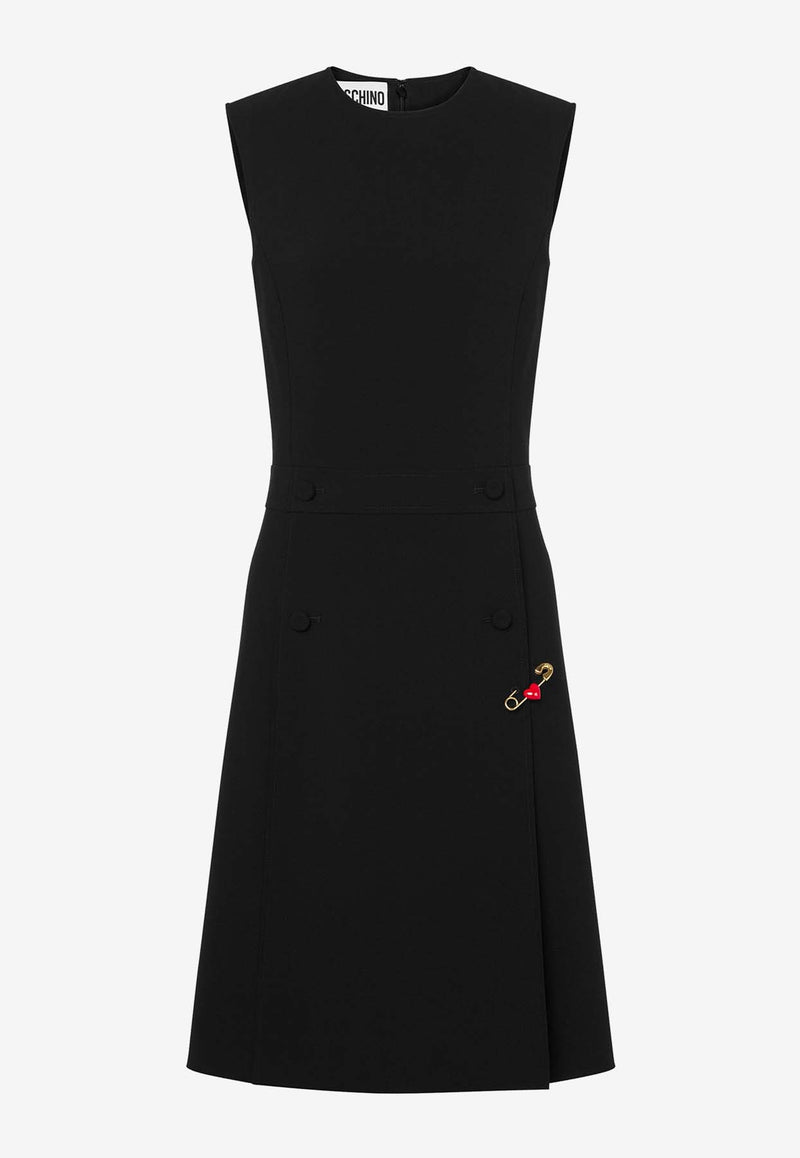 Moschino Heart Safety Pin Knee-Length Dress A045355240555 0555 Black