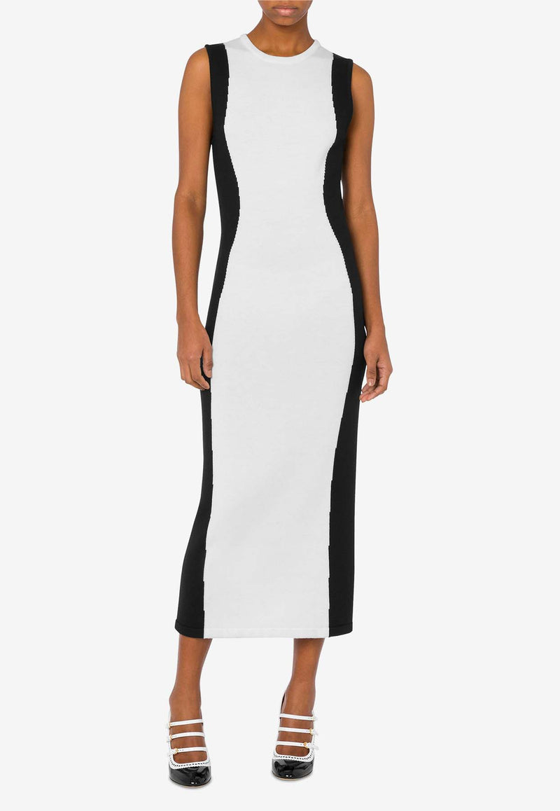 Moschino Wool Sleeveless Midi Dress A048655021001 1001 Monochrome