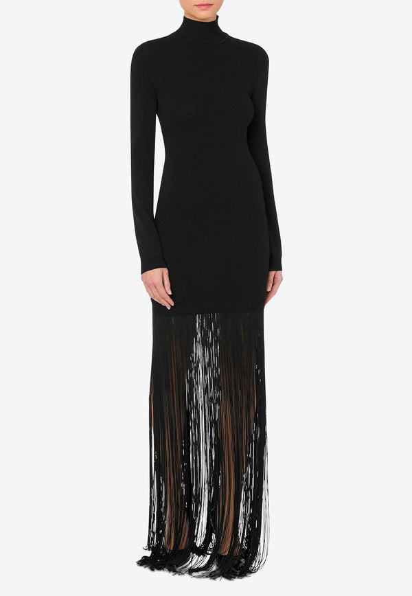 Moschino Fringed Maxi Dress A049355030555 0555 Black