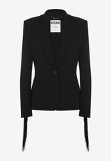 Moschino Fringe Single-Breasted Blazer A052055240555 0555 Black