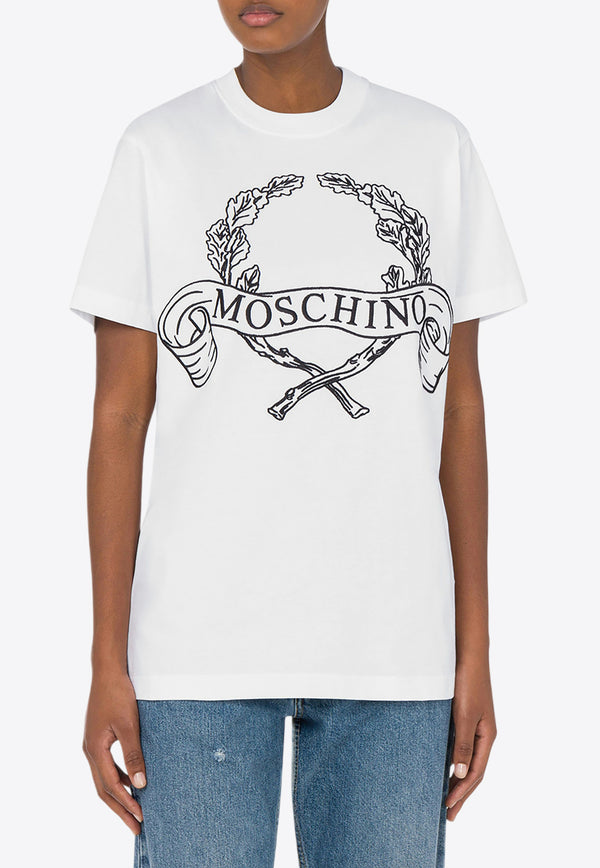 Moschino Laurel Crown Logo Print T-shirt White  A0712 0541 2001