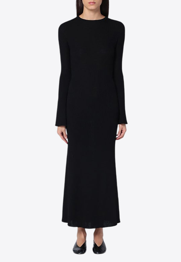 Roberto Collina Ribbed Wool Midi Dress Black A08233A08/P_ROBER-09