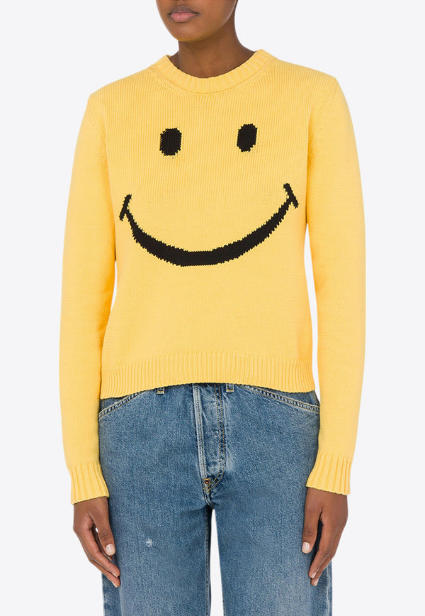 Moschino Intarsia Knit Smiley Sweater Yellow A0924 0507 0028