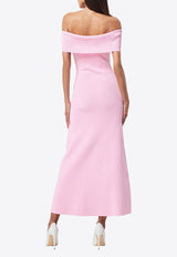 Mossman Monaco Off-Shoulder Crepe Midi Dress
 Pink A1106PINK