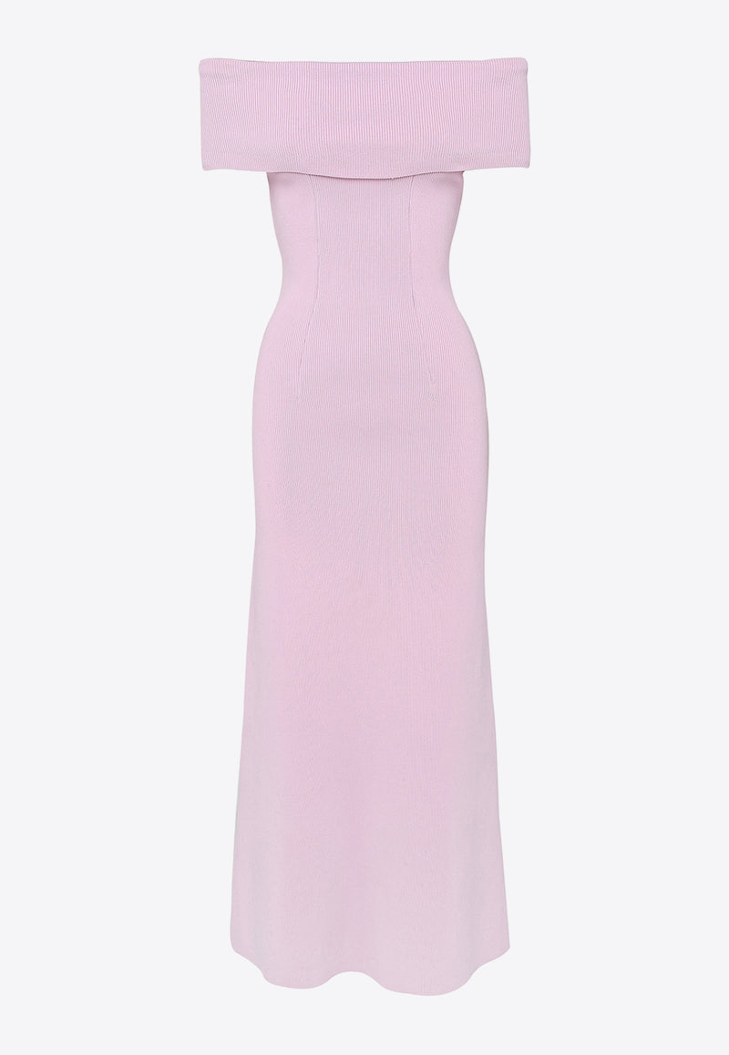 Mossman Monaco Off-Shoulder Crepe Midi Dress
 Pink A1106PINK