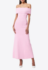 Mossman Monaco Off-Shoulder Crepe Midi Dress
 Pink A1106PINK