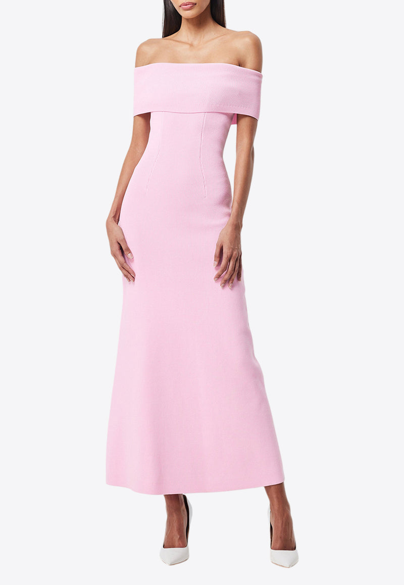 Mossman Monaco Off-Shoulder Crepe Midi Dress
 Pink A1106PINK