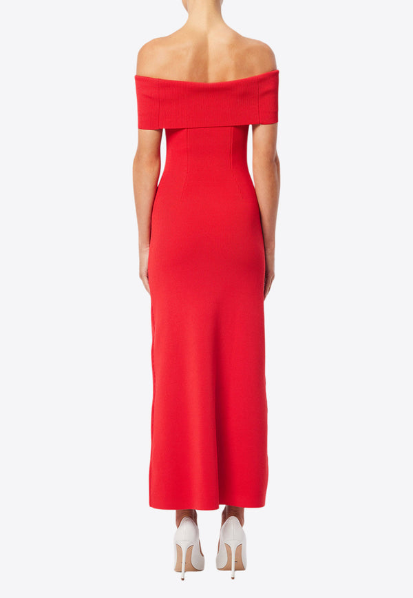 Mossman Monaco Off-Shoulder Crepe Midi Dress
 Red A1106RED