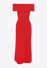 Mossman Monaco Off-Shoulder Crepe Midi Dress
 Red A1106RED