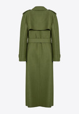 Harris Wharf London Belted Wool Coat Green A1343MLK/P_HARWH-613