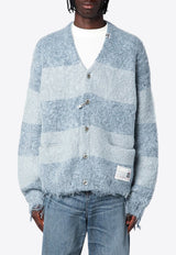 Maison MIHARA YASUHIRO Striped Mohair-Blend Frayed Cardigan Blue A13CD511WO/P_MIHAR-BL