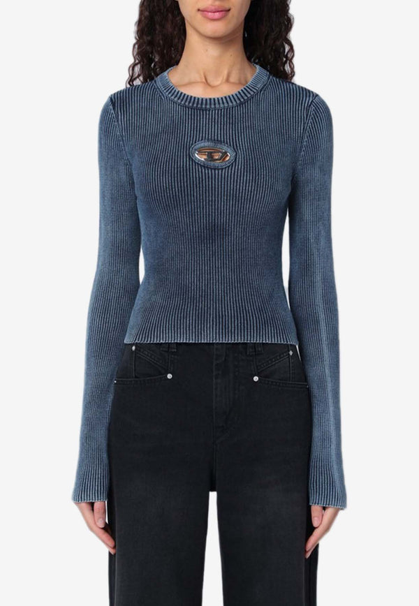 Diesel M-Anchor-A Rib Knit Cropped Sweater Blue A148100ANAH/Q_DIESE-8AT