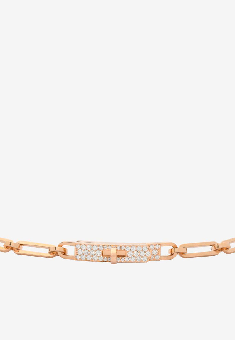 Hermès Kelly PM Double Chaine Bracelet in Rose Gold and Half Diamonds