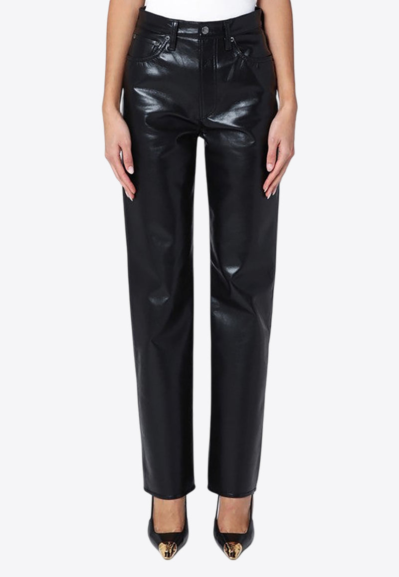 Agolde Faux Leather Straight-Leg Pants Black A2041285/Q_AGOLD-DETOX