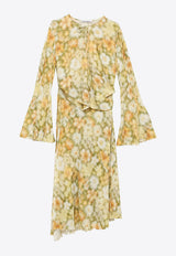 Acne Studios Asymmetric Floral Print Midi Dress Multicolor A20656PL/O_ACNE-BHM