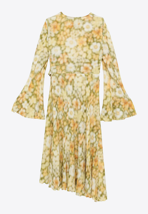 Acne Studios Asymmetric Floral Print Midi Dress Multicolor A20656PL/O_ACNE-BHM