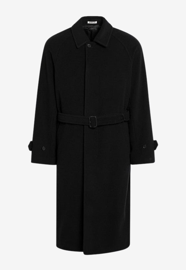 Auralee Belted Wool Coat Black A24AC01WMWO/P_AURA-BLK