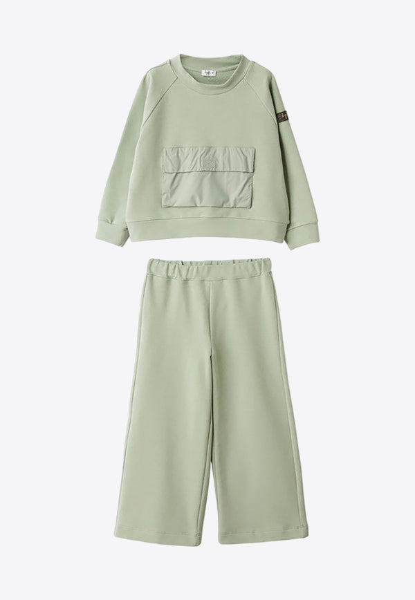 Il Gufo Girls Logo Patch Sweatshirt and Pants Set Green A24DP505M0100-BCO/P_GUFO-512