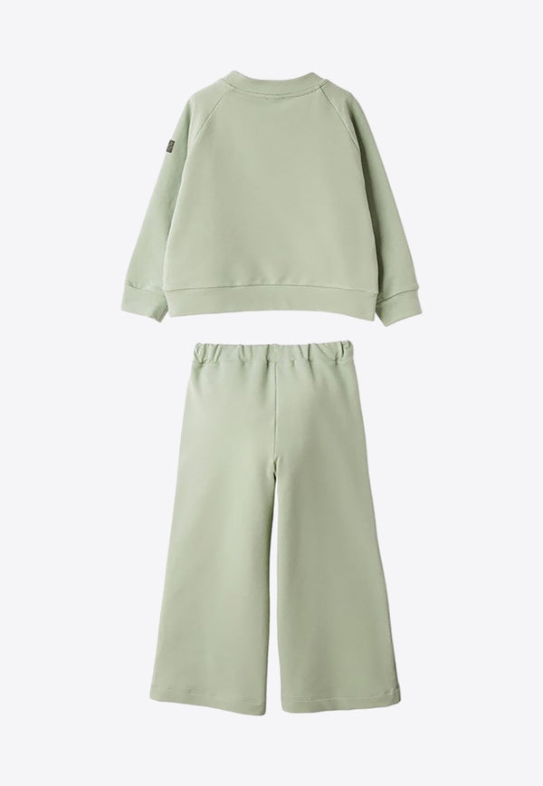 Il Gufo Girls Logo Patch Sweatshirt and Pants Set Green A24DP505M0100-BCO/P_GUFO-512