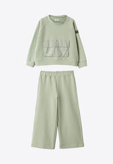 Il Gufo Girls Logo Patch Sweatshirt and Pants Set Green A24DP505M0100-CCO/P_GUFO-512