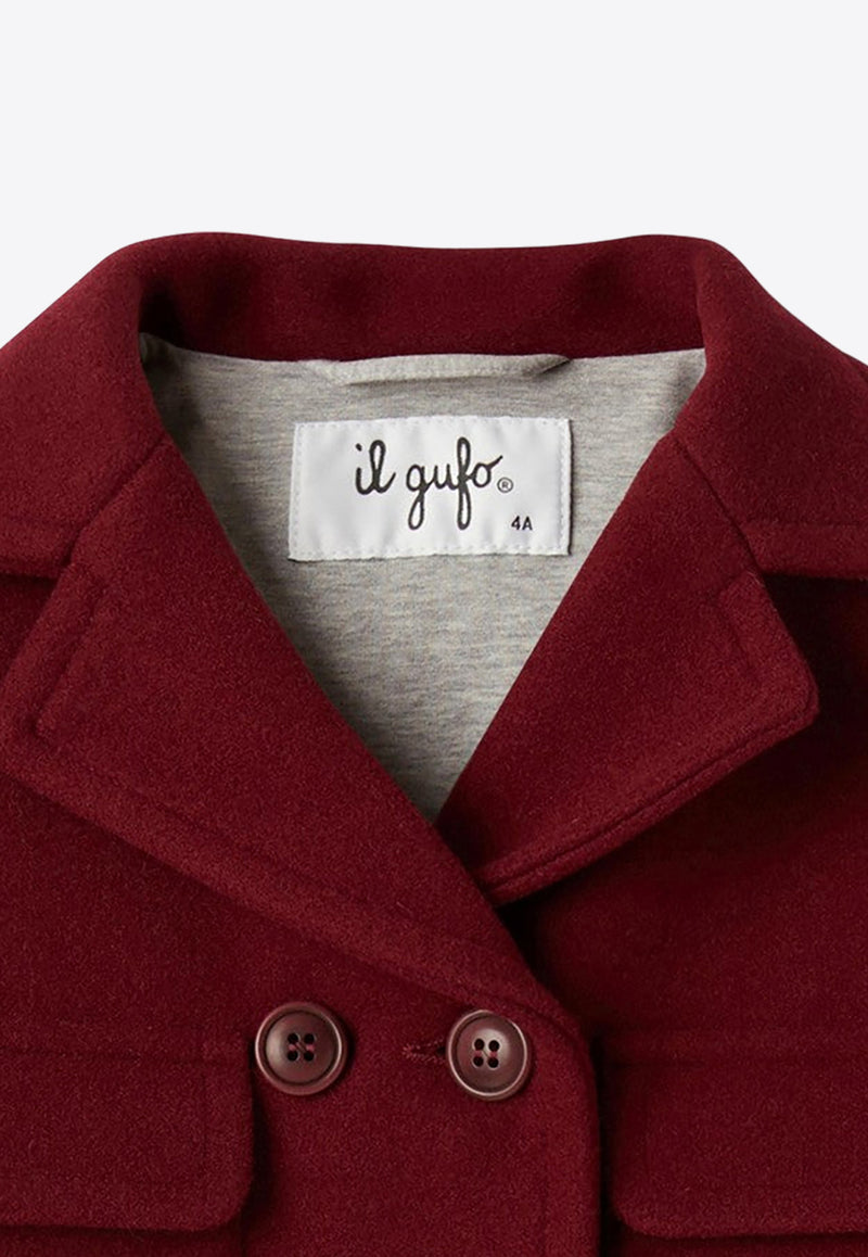 Il Gufo Girls Double-Breasted Coat Red A24GP344M0138-AWO/P_GUFO-694