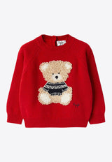 Il Gufo Boys Bear Embroidered Wool Sweater Red A24MA334EM220-BWO/P_GUFO-3949