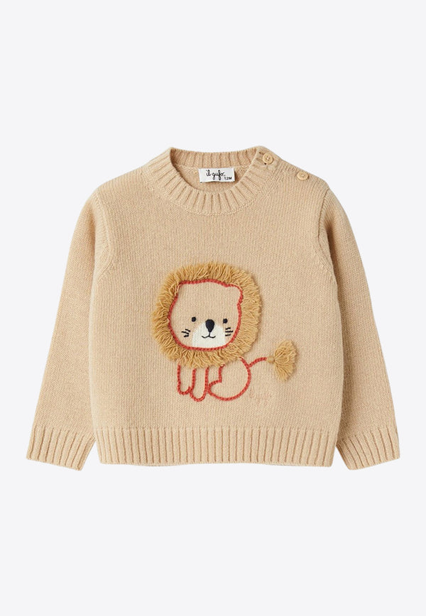 Il Gufo Babies Lion Embroidered Sweater Beige A24MA466EM220-AWO/P_GUFO-118