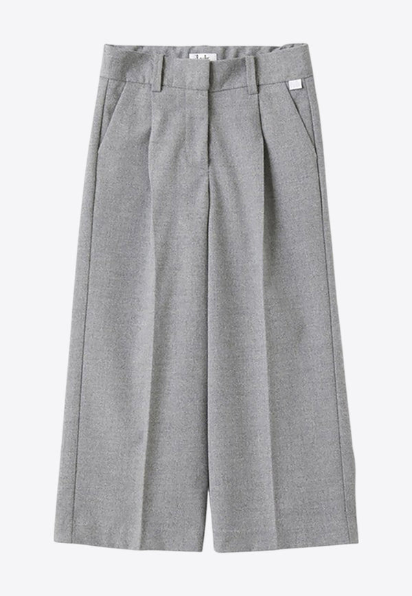 Il Gufo Girls Pleated Wide Pants Gray A24PL441W0003-AWO/P_GUFO-072